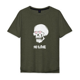 Мужская футболка хлопок Oversize с принтом No love skull в Рязани, 100% хлопок | свободный крой, круглый ворот, “спинка” длиннее передней части | guccigang | hearts | nolove | дремин | ивандремин | любовь | нелюбовь | сердечки | сердце | фэйс | череп