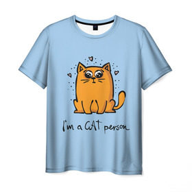 Мужская футболка 3D с принтом I am a Cat Person в Рязани, 100% полиэфир | прямой крой, круглый вырез горловины, длина до линии бедер | Тематика изображения на принте: cat | домашние любимцы | животные | котики | котэ | котята | любовь | милые