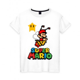 Женская футболка хлопок с принтом Bee Mario в Рязани, 100% хлопок | прямой крой, круглый вырез горловины, длина до линии бедер, слегка спущенное плечо | nintendo | марио | нинтендо