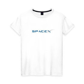 Женская футболка хлопок с принтом SpaceX в Рязани, 100% хлопок | прямой крой, круглый вырез горловины, длина до линии бедер, слегка спущенное плечо | 9 | bfr | elon musk | falcon | heavy | день космонавтики | илон маск | космические путешествия | космос | наука | ракета | ракетоноситель | реактивная тяга | фалькон