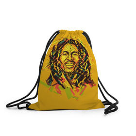 Рюкзак-мешок 3D с принтом bob marley в Рязани, 100% полиэстер | плотность ткани — 200 г/м2, размер — 35 х 45 см; лямки — толстые шнурки, застежка на шнуровке, без карманов и подкладки | Тематика изображения на принте: гитарист | марли | музыкант | неста | регги | роберт