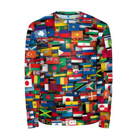 Мужской лонгслив 3D с принтом Флаги всех стран в Рязани, 100% полиэстер | длинные рукава, круглый вырез горловины, полуприлегающий силуэт | интернационал | мир | паттерн | флаг
