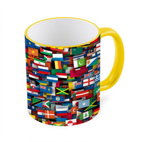 Кружка 3D с принтом Флаги всех стран в Рязани, керамика | ёмкость 330 мл | Тематика изображения на принте: интернационал | мир | паттерн | флаг