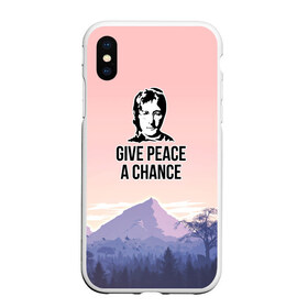 Чехол для iPhone XS Max матовый с принтом Give Peace a Chance в Рязани, Силикон | Область печати: задняя сторона чехла, без боковых панелей | битлз | горы | джон леннон | ленон | мир | песня | цитаты | шанс