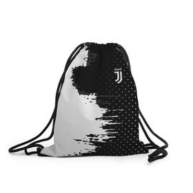 Рюкзак-мешок 3D с принтом Juventus uniform black 2018 в Рязани, 100% полиэстер | плотность ткани — 200 г/м2, размер — 35 х 45 см; лямки — толстые шнурки, застежка на шнуровке, без карманов и подкладки | football | soccer | ювентус