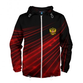 Мужская ветровка 3D с принтом Russia Sport 2018 uniform в Рязани, 100% полиэстер | подол и капюшон оформлены резинкой с фиксаторами, два кармана без застежек по бокам, один потайной карман на груди | abstraction | grunge | russia | sport | абстракция | герб | краска | русский | символика рф | спорт | спортивный | триколор | униформа | форма | я русский