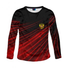 Женский лонгслив 3D с принтом Russia Sport 2018 uniform в Рязани, 100% полиэстер | длинные рукава, круглый вырез горловины, полуприлегающий силуэт | abstraction | grunge | russia | sport | абстракция | герб | краска | русский | символика рф | спорт | спортивный | триколор | униформа | форма | я русский