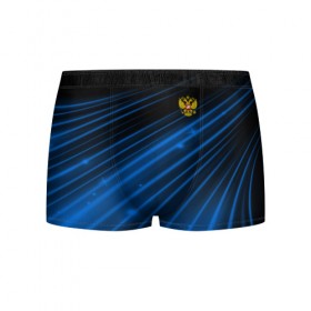 Мужские трусы 3D с принтом Russia Sport 2018 uniform в Рязани, 50% хлопок, 50% полиэстер | классическая посадка, на поясе мягкая тканевая резинка | Тематика изображения на принте: abstraction | grunge | russia | sport | абстракция | герб | краска | русский | символика рф | спорт | спортивный | триколор | униформа | форма | я русский