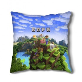 Подушка 3D с принтом Варя - Minecraft в Рязани, наволочка – 100% полиэстер, наполнитель – холлофайбер (легкий наполнитель, не вызывает аллергию). | состоит из подушки и наволочки. Наволочка на молнии, легко снимается для стирки | 