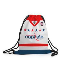 Рюкзак-мешок 3D с принтом Ovechkin Washington Capitals White в Рязани, 100% полиэстер | плотность ткани — 200 г/м2, размер — 35 х 45 см; лямки — толстые шнурки, застежка на шнуровке, без карманов и подкладки | овечкин | ови