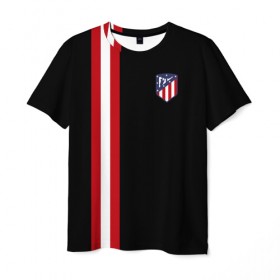 Мужская футболка 3D с принтом Atletico Madrid Line Edition в Рязани, 100% полиэфир | прямой крой, круглый вырез горловины, длина до линии бедер | атлетико мадрид | эмблема