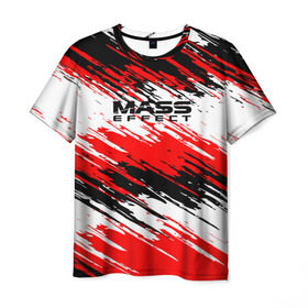 Мужская футболка 3D с принтом Mass Effect в Рязани, 100% полиэфир | прямой крой, круглый вырез горловины, длина до линии бедер | n7 | shepard | галактика | жнец | космос | краска | краски | масс | нормандия | планета | шепард | эффект
