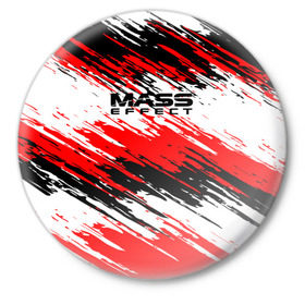 Значок с принтом Mass Effect в Рязани,  металл | круглая форма, металлическая застежка в виде булавки | Тематика изображения на принте: n7 | shepard | галактика | жнец | космос | краска | краски | масс | нормандия | планета | шепард | эффект