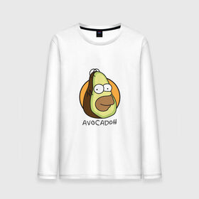 Мужской лонгслив хлопок с принтом Avocadoh в Рязани, 100% хлопок |  | Тематика изображения на принте: doh | homer | simpsons | авокадо | гомер