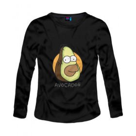 Женский лонгслив хлопок с принтом Avocadoh в Рязани, 100% хлопок |  | doh | homer | simpsons | авокадо | гомер