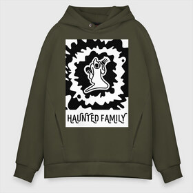 Мужское худи Oversize хлопок с принтом Haunted Family в Рязани, френч-терри — 70% хлопок, 30% полиэстер. Мягкий теплый начес внутри —100% хлопок | боковые карманы, эластичные манжеты и нижняя кромка, капюшон на магнитной кнопке | 