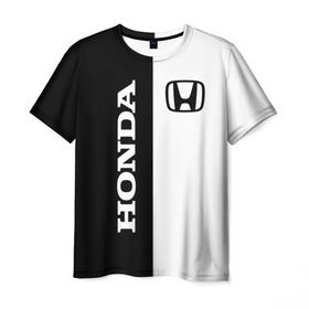 Мужская футболка 3D с принтом Honda в Рязани, 100% полиэфир | прямой крой, круглый вырез горловины, длина до линии бедер | accord | acty | amaze | avancier | br v | brio | city | civic | cr | crider | crosstour | honda | hybrid | motor co | авто | автомобиль | знак | лого | машина | мотор | символ | тачка | хонда | эмблема