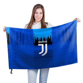 Флаг 3D с принтом FC Juventus color abstract в Рязани, 100% полиэстер | плотность ткани — 95 г/м2, размер — 67 х 109 см. Принт наносится с одной стороны | 