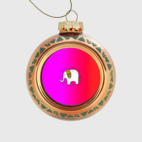Стеклянный ёлочный шар с принтом Радужный слоник в Рязани, Стекло | Диаметр: 80 мм | Тематика изображения на принте: детские | животные | слон | слоник | слоны