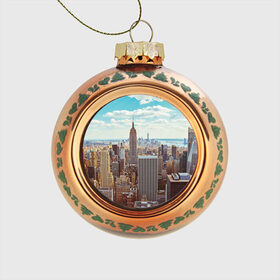Стеклянный ёлочный шар с принтом Столица мира (Нью-Йорк) в Рязани, Стекло | Диаметр: 80 мм | america | new york | usa | америка | каменные джунгли | нью йорк | сша