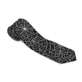 Галстук 3D с принтом Паутина в Рязани, 100% полиэстер | Длина 148 см; Плотность 150-180 г/м2 | белый | паттрен | паутинка | узор | хеллоуин | черный