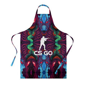 Фартук 3D с принтом CS GO hyper beast collection в Рязани, 100% полиэстер | общий размер — 65 х 85 см, ширина нагрудника — 26 см, горловина — 53 см, длина завязок — 54 см, общий обхват в поясе — 173 см. Принт на завязках и на горловине наносится с двух сторон, на основной части фартука — только с внешней стороны | скоростной зверь