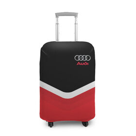 Чехол для чемодана 3D с принтом Audi Black & Red в Рязани, 86% полиэфир, 14% спандекс | двустороннее нанесение принта, прорези для ручек и колес | audi | ауди | кольца | красный | машина | черный