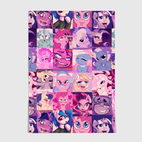 Постер с принтом My Little Pony Ahegao в Рязани, 100% бумага
 | бумага, плотность 150 мг. Матовая, но за счет высокого коэффициента гладкости имеет небольшой блеск и дает на свету блики, но в отличии от глянцевой бумаги не покрыта лаком | Тематика изображения на принте: 