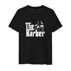 Мужская футболка хлопок с принтом The Barber godfather в Рязани, 100% хлопок | прямой крой, круглый вырез горловины, длина до линии бедер, слегка спущенное плечо. | barber | barbershop | hair | style | барбер | барбершоп | стиль