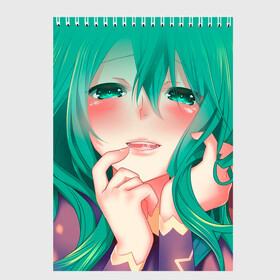 Скетчбук с принтом Miku Ahegao в Рязани, 100% бумага
 | 48 листов, плотность листов — 100 г/м2, плотность картонной обложки — 250 г/м2. Листы скреплены сверху удобной пружинной спиралью | вокалоид | зеленоволосая девушка | мику ахегао | хатсуне мику