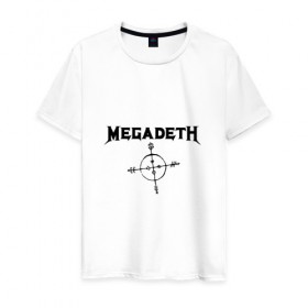 Мужская футболка хлопок с принтом Megadeth в Рязани, 100% хлопок | прямой крой, круглый вырез горловины, длина до линии бедер, слегка спущенное плечо. | megadet | megadeth | группа | дирк вербурен | дэвид эллефсон | дэйв мастейн | кико лоурейро | мегадет | мегадетх | метал | рок | трэш | трэшметал | тяжелый | хард | хардрок | хеви | хевиметал