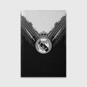 Обложка для паспорта матовая кожа с принтом Real Madrid abstract original в Рязани, натуральная матовая кожа | размер 19,3 х 13,7 см; прозрачные пластиковые крепления | football | soccer | реал мадрид