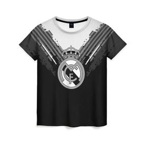 Женская футболка 3D с принтом Real Madrid abstract original в Рязани, 100% полиэфир ( синтетическое хлопкоподобное полотно) | прямой крой, круглый вырез горловины, длина до линии бедер | football | soccer | реал мадрид