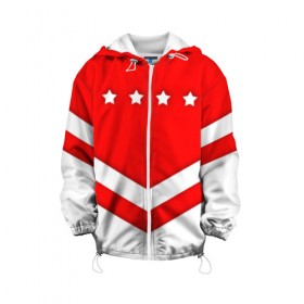 Детская куртка 3D Звезды и полосы: в Рязани, 100% полиэстер | застежка — молния, подол и капюшон оформлены резинкой с фиксаторами, по бокам — два кармана без застежек, один потайной карман на груди, плотность верхнего слоя — 90 г/м2; плотность флисового подклада — 260 г/м2 | Тематика изображения на принте: fcsm | football | sp | мясные | футбольный клуб