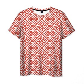 Мужская футболка 3D с принтом Духобор (Обережная Вышивка) в Рязани, 100% полиэфир | прямой крой, круглый вырез горловины, длина до линии бедер | орнамент | русь | узоры