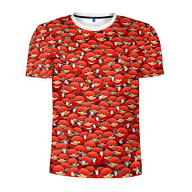 Мужская футболка 3D спортивная с принтом Угандийские Наклзы в Рязани, 100% полиэстер с улучшенными характеристиками | приталенный силуэт, круглая горловина, широкие плечи, сужается к линии бедра | sonic | ехидна | красный | мем | паттерн | персонаж | соник | толпа