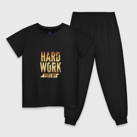 Детская пижама хлопок с принтом Hard work pays off. Gold в Рязани, 100% хлопок |  брюки и футболка прямого кроя, без карманов, на брюках мягкая резинка на поясе и по низу штанин
 | Тематика изображения на принте: 