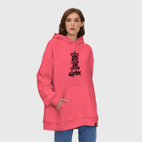 Худи SuperOversize хлопок с принтом Keep calm and listen Kizaru в Рязани, 70% хлопок, 30% полиэстер, мягкий начес внутри | карман-кенгуру, эластичная резинка на манжетах и по нижней кромке, двухслойный капюшон
 | kizaru | кизару | олег нечипоренко