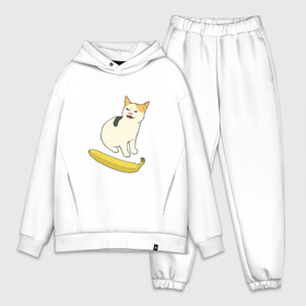 Мужской костюм хлопок OVERSIZE с принтом Cat no banana в Рязани,  |  | Тематика изображения на принте: angry cat | banana | cat | no banana