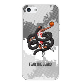 Чехол для iPhone 5/5S матовый с принтом Fear the Beard в Рязани, Силикон | Область печати: задняя сторона чехла, без боковых панелей | Тематика изображения на принте: hurden | nba | rockets | баскетбол | нба | харден | хьюстон рокетс