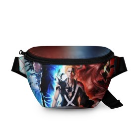 Поясная сумка 3D с принтом Bleach в Рязани, 100% полиэстер | плотная ткань, ремень с регулируемой длиной, внутри несколько карманов для мелочей, основное отделение и карман с обратной стороны сумки застегиваются на молнию | anime | bleach | ichigo kurosaki | блич