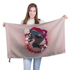 Флаг 3D с принтом Канеки кен в Рязани, 100% полиэстер | плотность ткани — 95 г/м2, размер — 67 х 109 см. Принт наносится с одной стороны | аниме