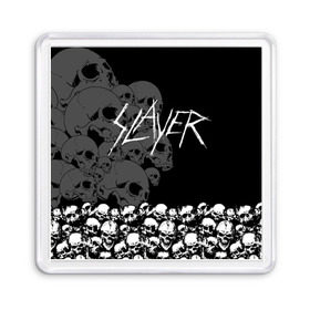 Магнит 55*55 с принтом Slayer Black в Рязани, Пластик | Размер: 65*65 мм; Размер печати: 55*55 мм | Тематика изображения на принте: hard | heavy | metal | rock | skull | trash | метал | рок | слеер | слейер | слэер | слэйер | треш | трэш | череп | черепа