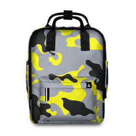 Женский рюкзак 3D с принтом Yellow camouflage в Рязани, 100% полиэстер | лямки с регулируемой длиной, сверху ручки, чтобы рюкзак нести как сумку. Основное отделение закрывается на молнию, как и внешний карман. Внутри два дополнительных кармана, один из которых закрывается на молнию. По бокам два дополнительных кармашка, куда поместится маленькая бутылочка
 | camouflage | камуфляж | комуфляж