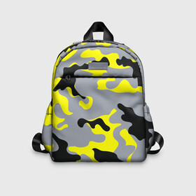 Детский рюкзак 3D с принтом Yellow camouflage в Рязани, 100% полиэстер | лямки с регулируемой длиной, сверху петелька, чтобы рюкзак можно было повесить на вешалку. Основное отделение закрывается на молнию, как и внешний карман. Внутри дополнительный карман. По бокам два дополнительных кармашка | Тематика изображения на принте: camouflage | камуфляж | комуфляж