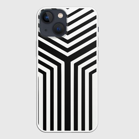 Чехол для iPhone 13 mini с принтом Кибер Зебра в Рязани,  |  | black and white stripes | geometry | vest | zebra | геометрия | зебра | тельняшка | черно белая полоска