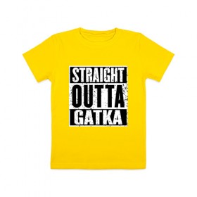 Детская футболка хлопок с принтом Straight outta Gatka в Рязани, 100% хлопок | круглый вырез горловины, полуприлегающий силуэт, длина до линии бедер | 