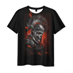 Мужская футболка 3D с принтом Мертвый легионер в Рязани, 100% полиэфир | прямой крой, круглый вырез горловины, длина до линии бедер | Тематика изображения на принте: зомби | легионер | рим | скелет | череп