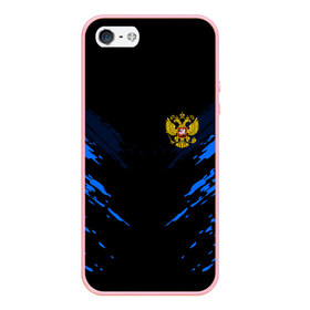 Чехол для iPhone 5/5S матовый с принтом Russia-sport collection BLUE в Рязани, Силикон | Область печати: задняя сторона чехла, без боковых панелей | abstraction | grunge | russia | sport | абстракция | герб | краска | русский | символика рф | спорт | спортивный | триколор | униформа | форма | я русский