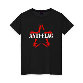 Женская футболка хлопок с принтом Anti-Flag в Рязани, 100% хлопок | прямой крой, круглый вырез горловины, длина до линии бедер, слегка спущенное плечо | american | attraction | dead | hardcore | not | punk | punks | rock | альтернатива | анти | группа | панк | рок | стрит | флаг